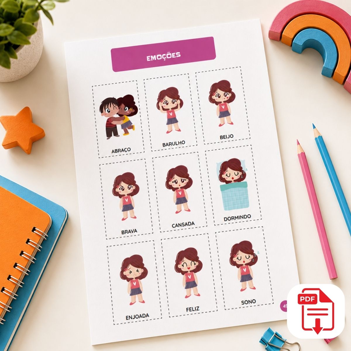Página de exemplo do Protocolo Matraquinha incluído no Kit Completo Menina