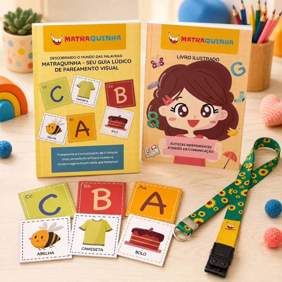 Kit Duo Matraquinha Menina - livro ilustrado e guia de pareamento visual para autismo